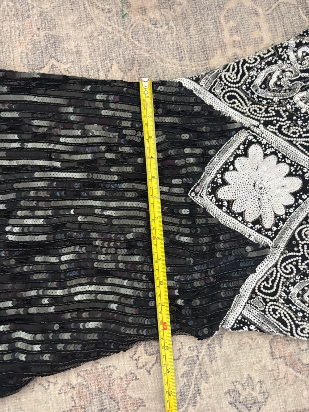 Laurence Kazar Black and White Sequin Maxi Dress - Picture 5 of 6